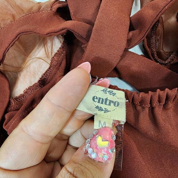 ENTRO M Women's Puff Short Sleeve Gauze Ruffled Short A-Line Baby  Dress - Picture 6 of 12